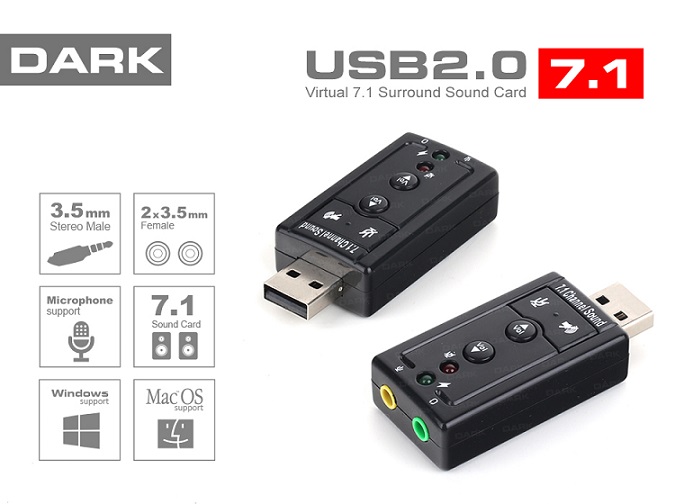 Dark Usb2.0 7.1 Stereo Ses Efektli Ses Kartı