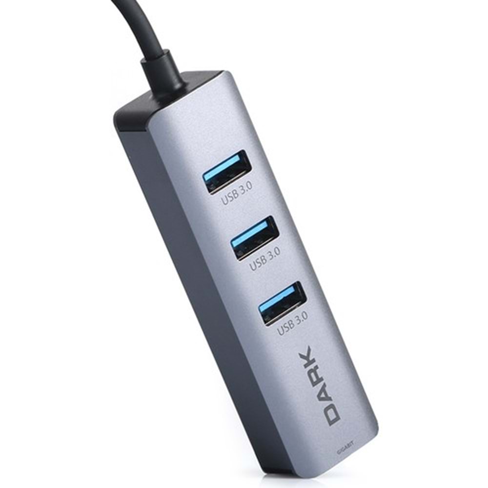 Dark DK-AC-USB332GL USB Type-A to RJ45 Gig. Ethernet ve 3xUSB 3.0 Hub Çok. Adap