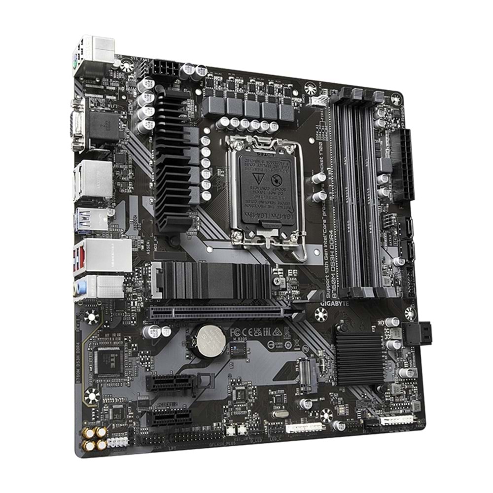Gigabyte B760M DS3H DDR4 5133MHZ 1XVGA 1XHDMI 1XDP 1XM.2 MATX 1700P Anakartlar