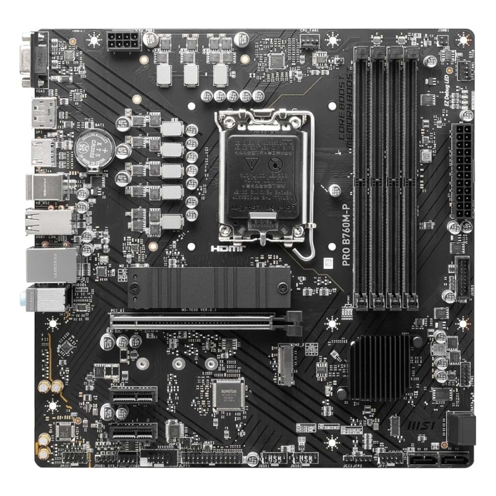 Msi Pro B760M-P DDR5 6800Mhz 1XVGA 1XHDMI 1XDP 2XM.2 USB 3.2 Matx 1700P Anakart