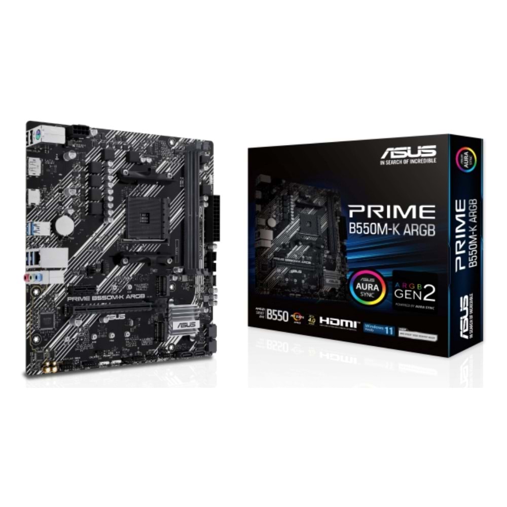 Asus Prime B550M-K Argb DDR4 5100Mhz 1XHDMI 1XDP 2XM.2 USB 3.2 Matx Am4 (AMD AM4 5000/4000 G/3000 Serisi İle Uyumlu)