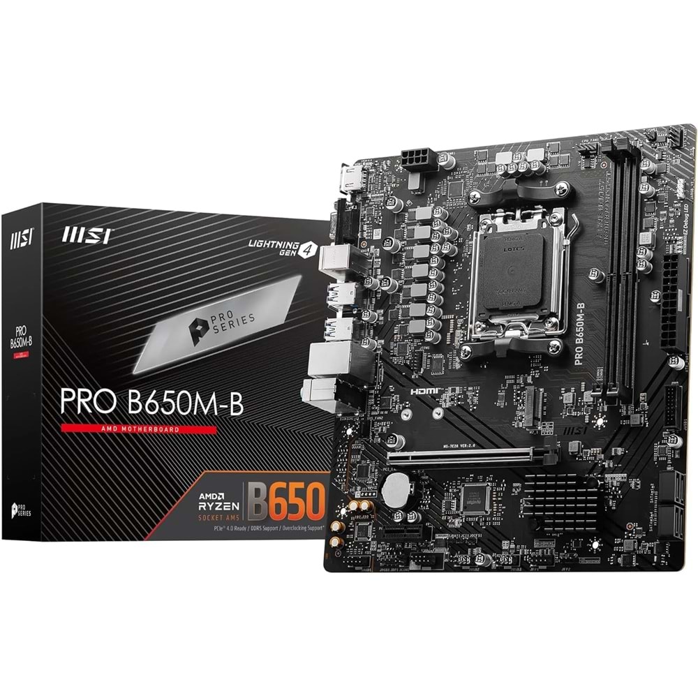 Msi RADEON PRO B650M-B DDR5 6800MHZ 1XVGA 1XHDMI 1XM.2 USB 3.2 AM5 MATX