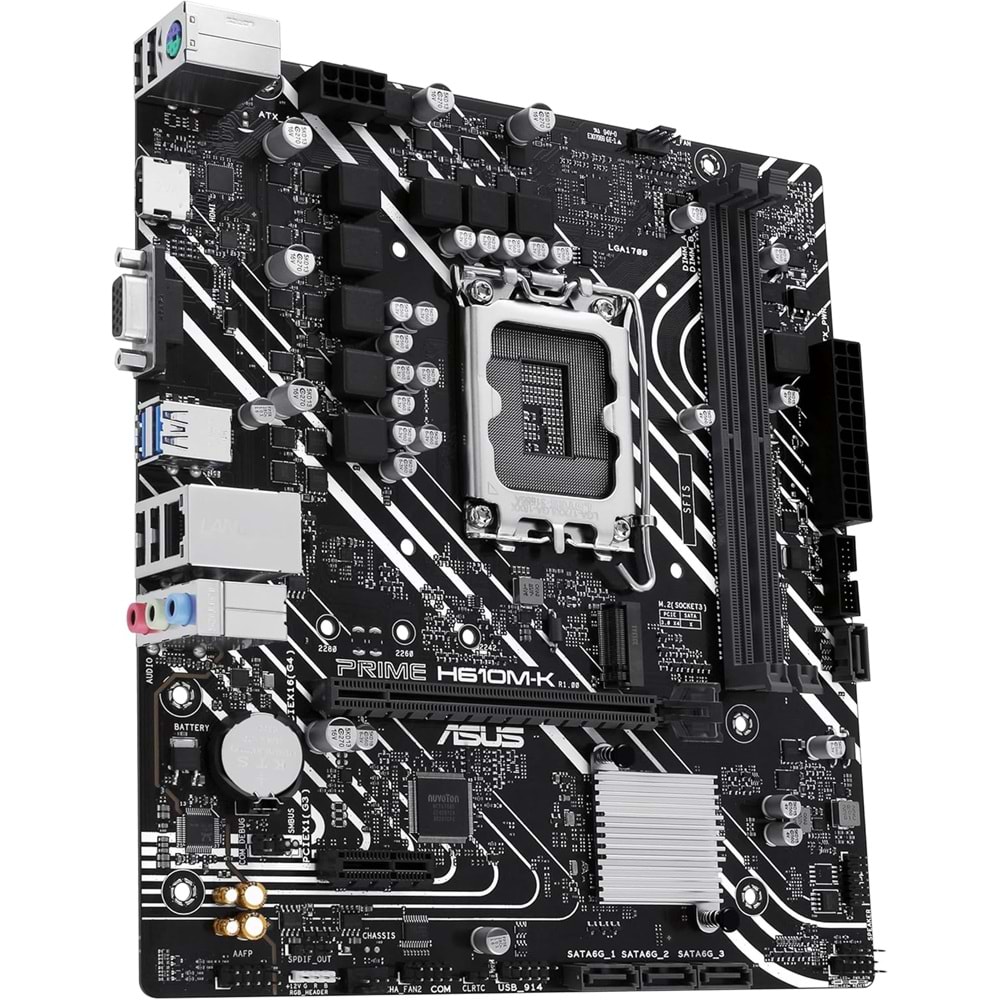 Asus PRIME H610M-K ARGB DDR5 5600MHZ 1XVGA 1XHDMI 1XM.2 USB 3.2 MATX 1700P (13. VE 12.Nesil İşlemci Uyumlu)