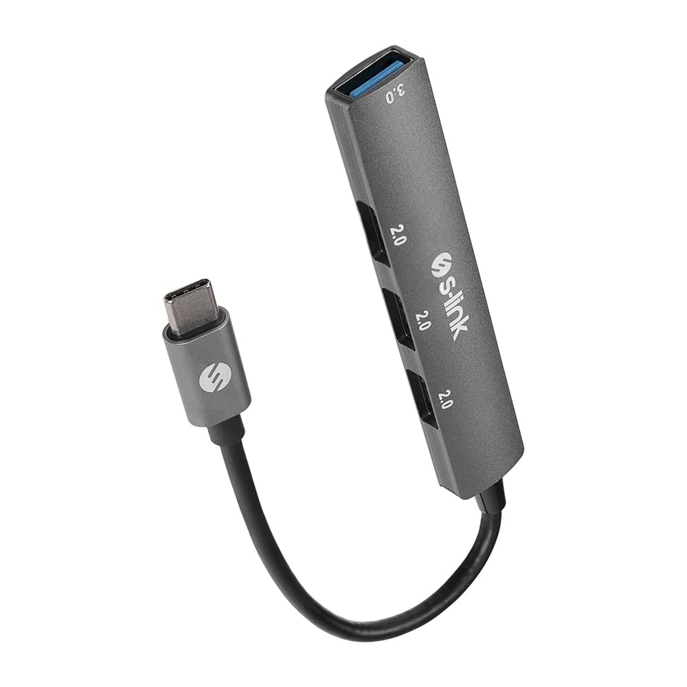 S-Link SW-U324 3xUSB2.0, 1xUSB3.0 Type-C Metal USB Hub Çoklayıcı