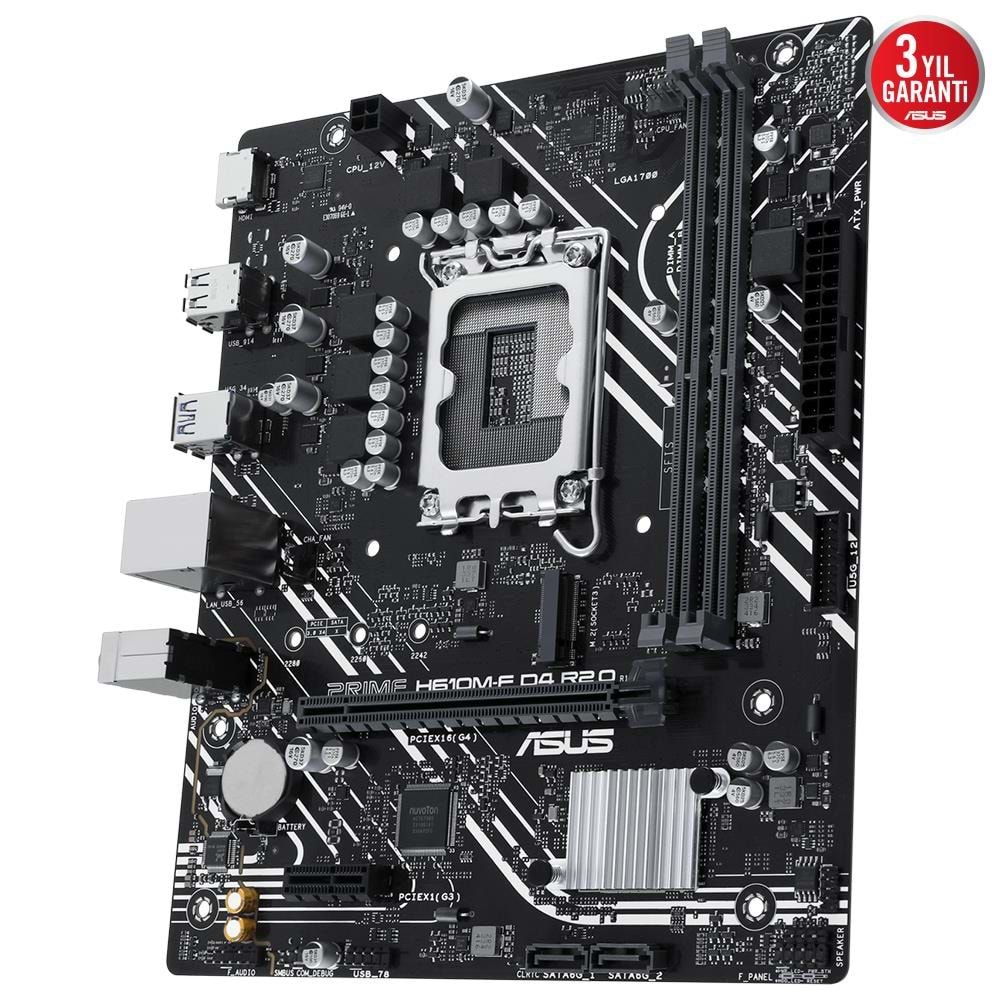 Asus PRIME H610M-F D4 R2.0-CSM H610 DDR4 M.2 HDMI PCI 4.0 1700p Anakart
