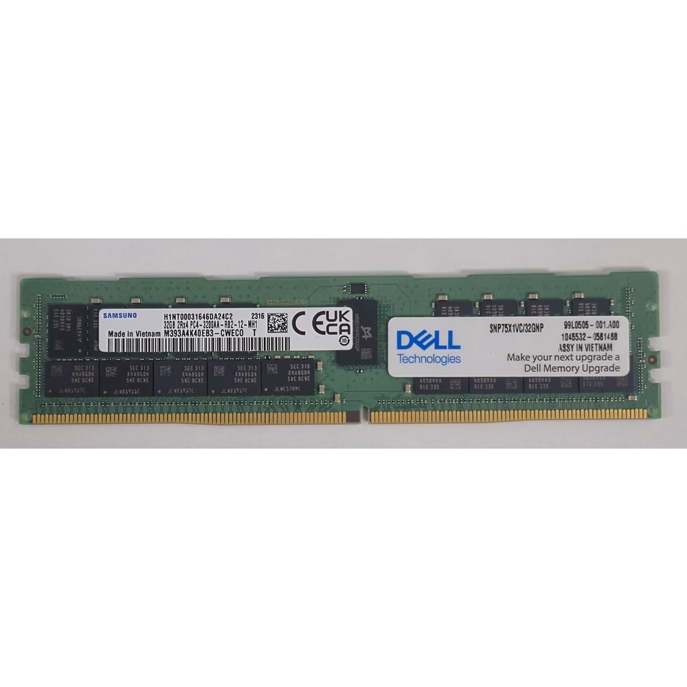 Dell 32GB (1x32)-2RX4 DDR4 RDIMM 3200MHz (B257620) SNP75X1VC/32GNP