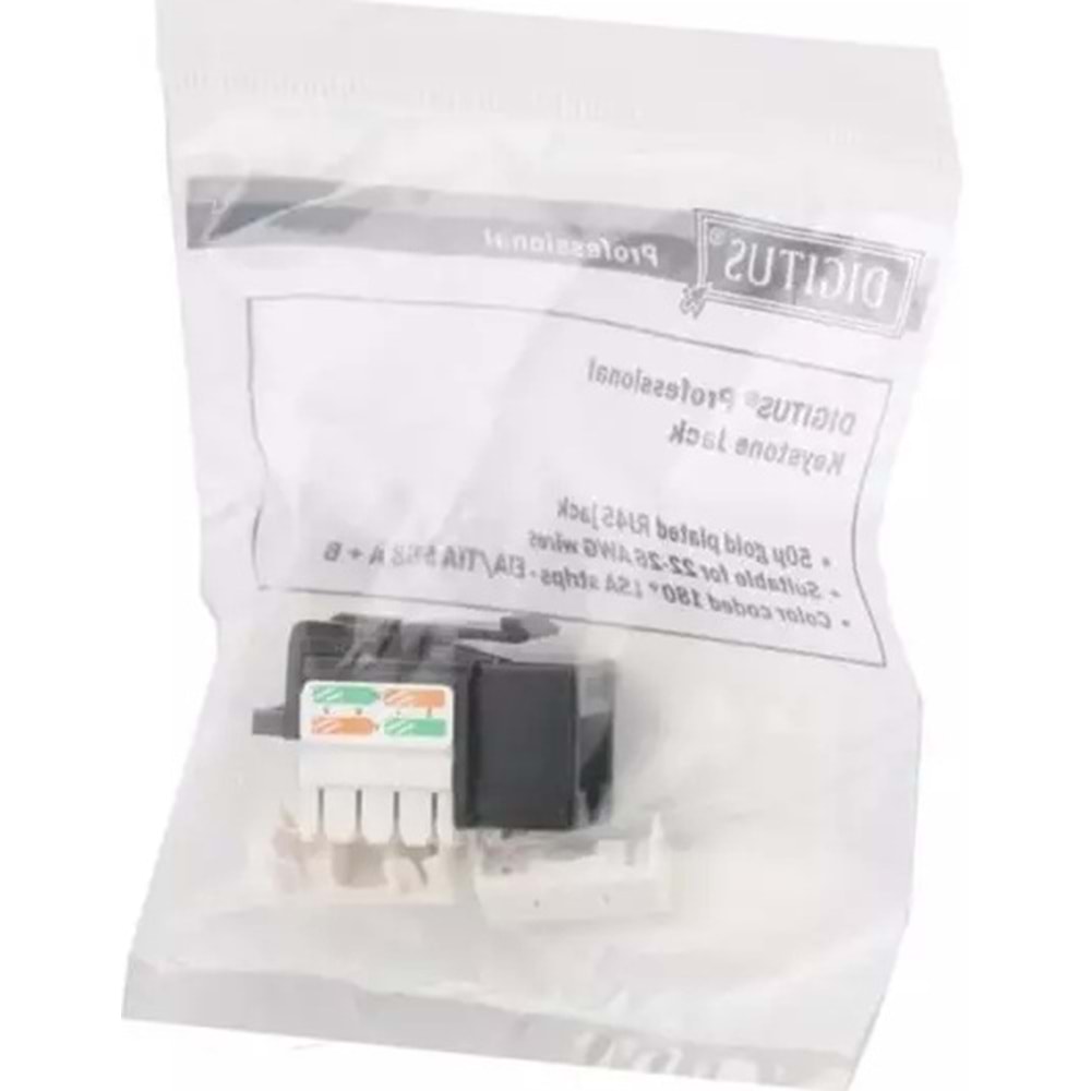 Digitus CAT6 Keystone Jack Zırhsız (Siyah Beyaz)