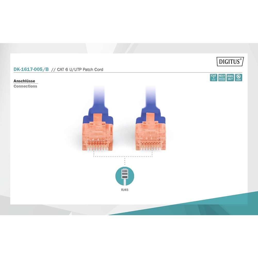Digitus Patch Kablo Cat6 Mavi (0.5m)
