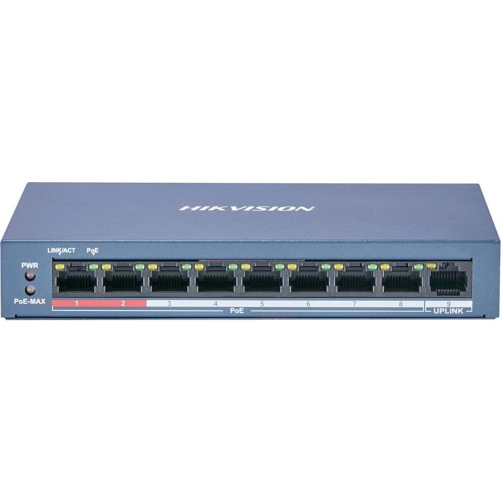 Hikvision DS-3E310P-E/M(B) 8 Port PoE (80W) 10/100Mbps + 2GE Uplink Switch