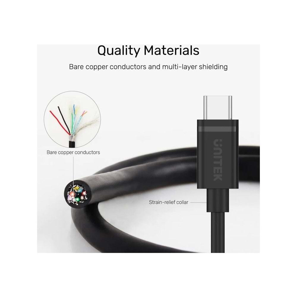 UNITEK Type-C Hızlı Şarj Kablosu 1 Metre – 60W – Y-C477BK