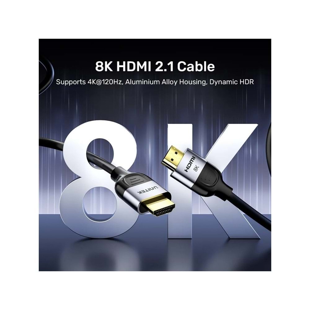 UNITEK HDMI 2.1 Kablosu 3 Metre – 8K@60Hz – C11086GY01-3M
