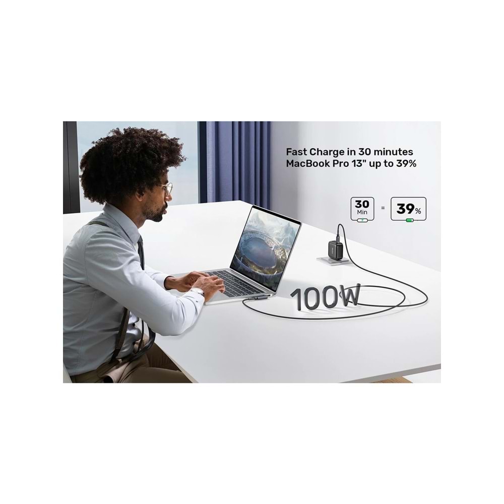 UNITEK Type-C Hızlı Şarj Kablosu 90 Derece 2 Metre – 100W – C14123BK-2M