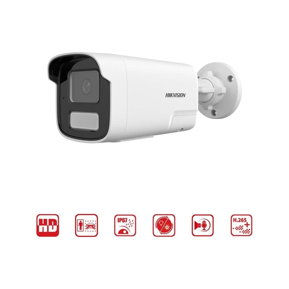 Hikvision DS-2CD1T43G2-LIUF/SL (Dahili Mik) 4MP 4mm A.Hibrit 50mt -Sesli Alarm