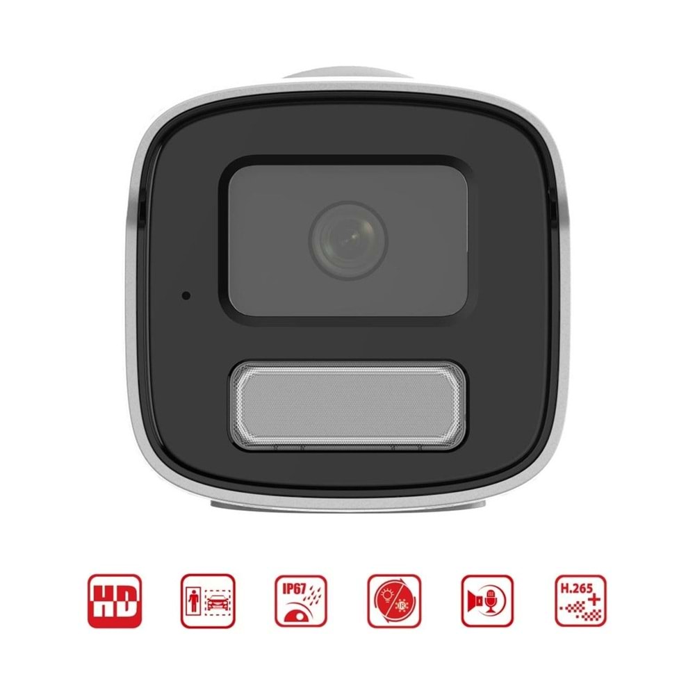 Hikvision DS-2CD1T43G2-LIUF/SL (Dahili Mik) 4MP 4mm A.Hibrit 50mt -Sesli Alarm