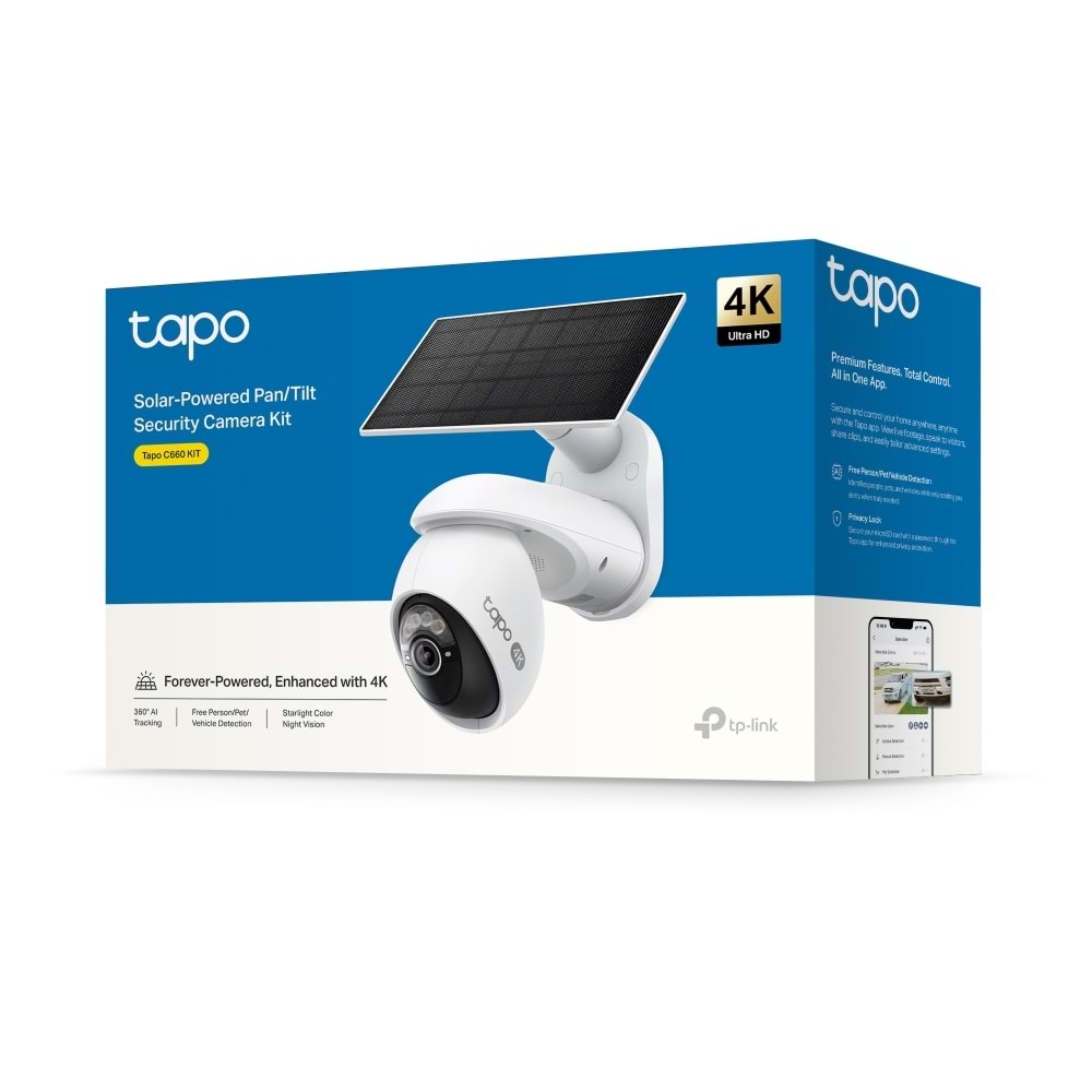 Tp-Link Tapo C660 KIT 4K Güneş Enerjili Güvenlik Kamera Kit (Pan/Tilt) (Güneş E)