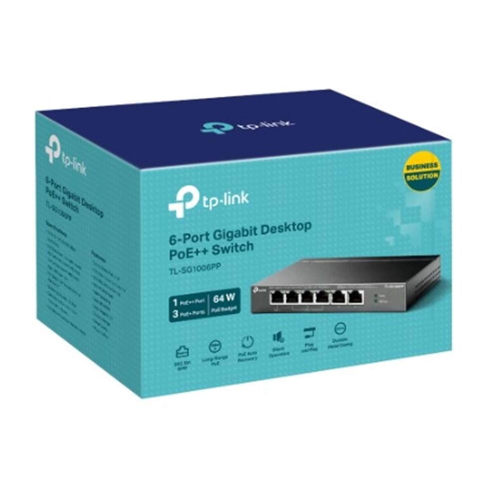 Tp-Link TL-SG1006PP 6-Port Gig Deskt Switch wth 3-Port PoE+ and 1-Port PoE++ 64W