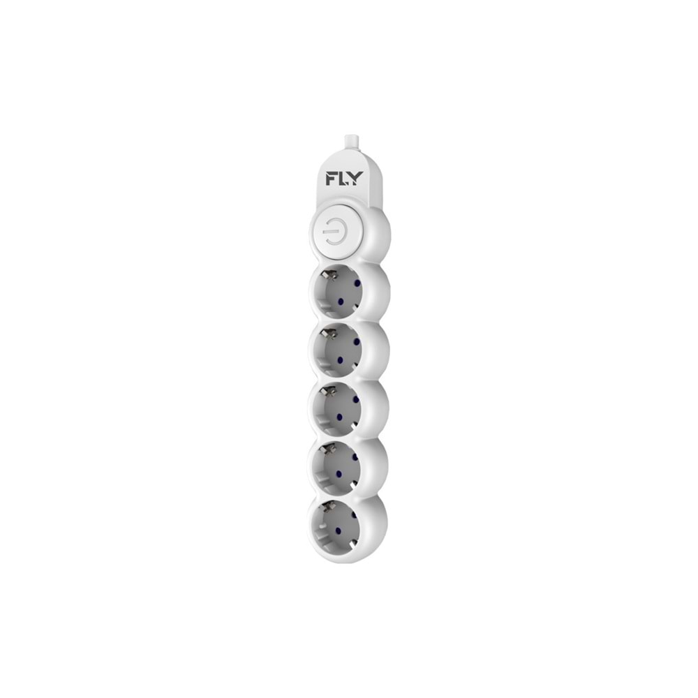 FLY 3394-01 5 Soket Akım Korumalı Priz 2.1A Anahtarlı 2Mt Kablo (Beyaz)