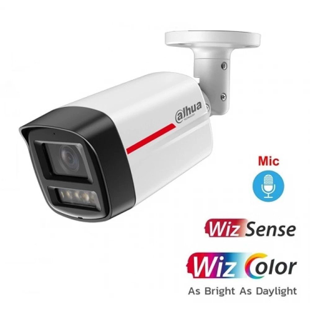 Dahua IPC-HFW2449TL-S-PRO 4MP WizColor 2.8mm Lens H265+ 50Mt Dahili Mikrofon PoE Bullet