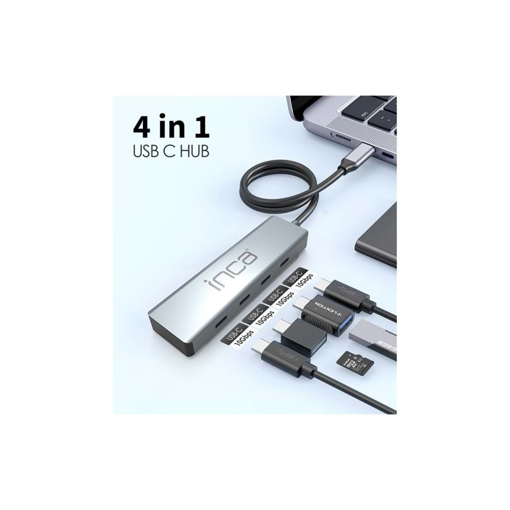 INCA ITPT-4T TYPE-C HUB X4 TYPE-C PORT 3.1 10GBPS ALUMINYUM Kasa Çoklayıcı