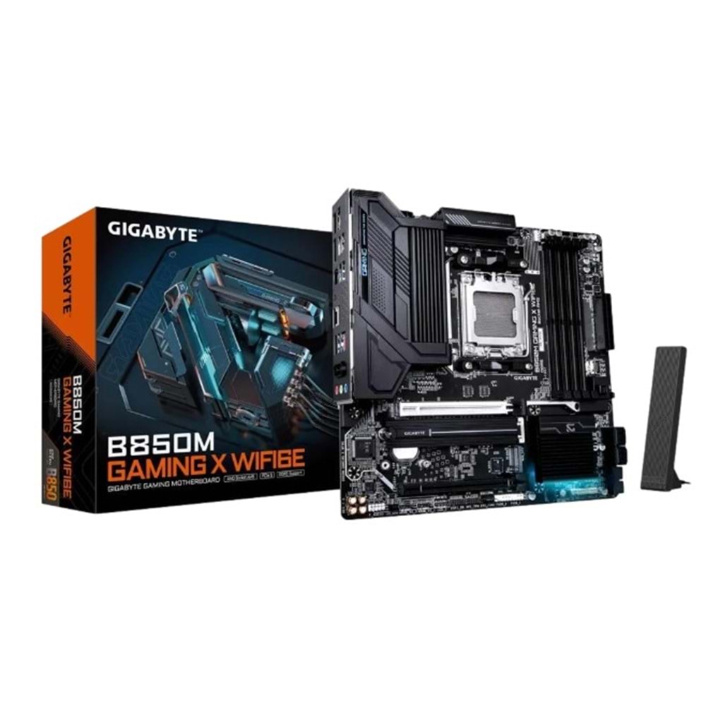 Gigabyte B850M-GAM-X-WF6E B850M-GAM-X-WF6E 8200MHz OC DDR5 AM5 M.2 HDMI DP MicroATX Anakart
