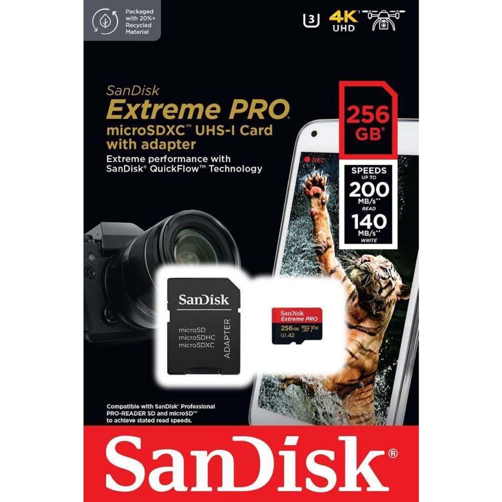 Sandisk SDSQXCD-256G-GN6MA 256GB Extreme Pro SDXC UHS-I A2 200MB/s MicroSD Card