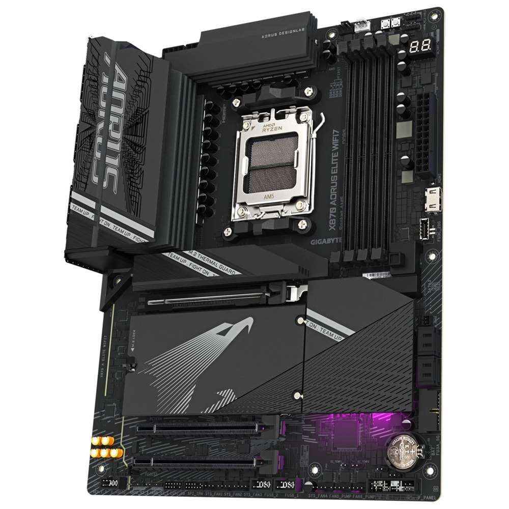 Gigabyte X870A-ELITE-WF7ICE X870 AORUS ELITE WIFI7 ICE 8200MHz OC DDR5 AM5 M.2 HDMI DP ATX Anakart