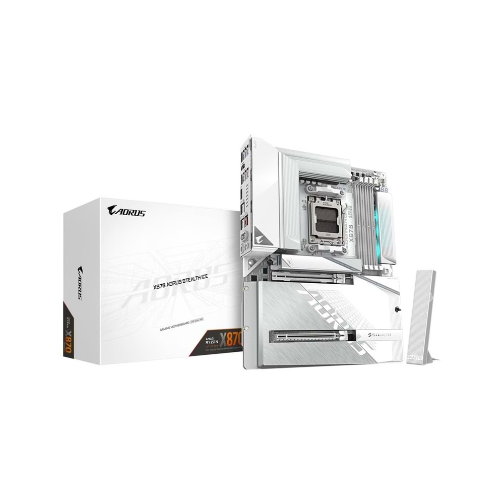 Gigabyte X870-A-STEALTH-ICE X870-A-STEALTH-ICE 8200MHz OC DDR5 AM5 M.2 HDMI DisplayPort ATX Anakart