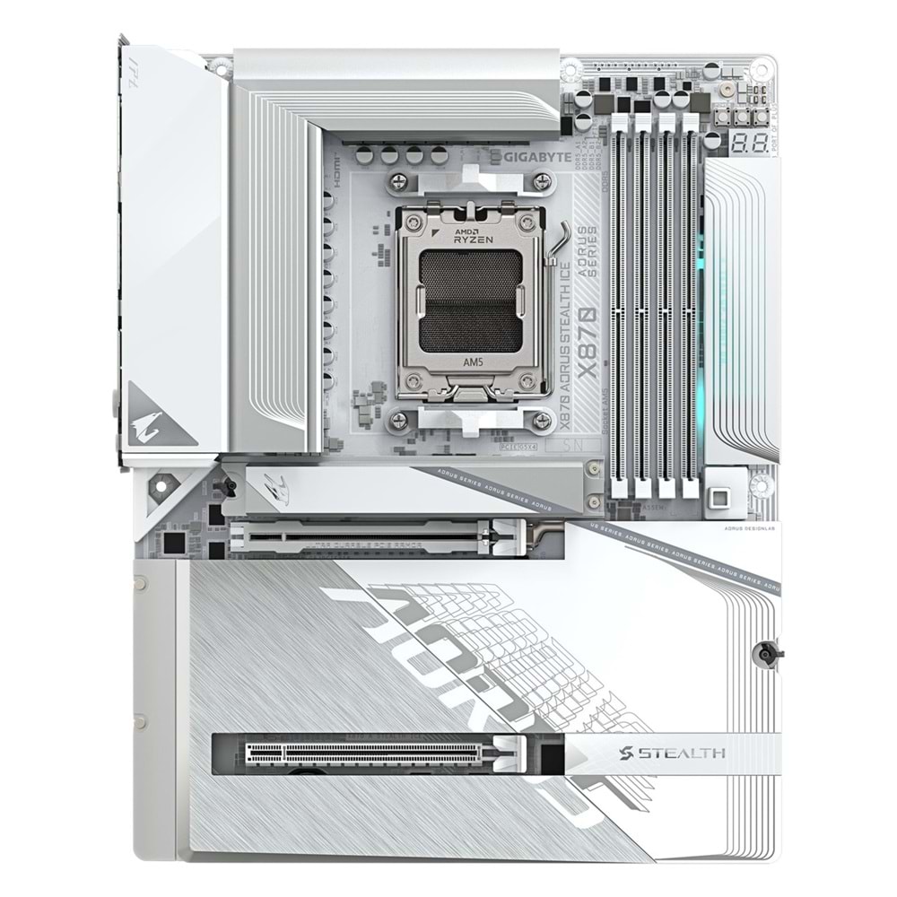Gigabyte X870-A-STEALTH-ICE X870-A-STEALTH-ICE 8200MHz OC DDR5 AM5 M.2 HDMI DisplayPort ATX Anakart