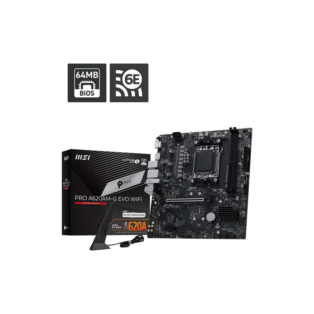 MSI PRO A620AM-B EVO AM5 Ryzen DDR5 Vga Hdmi