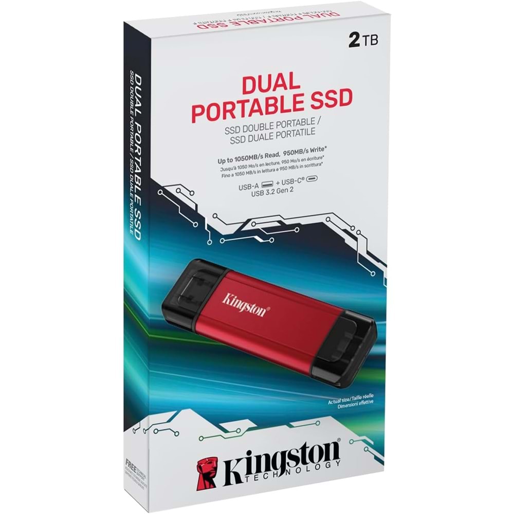 Kingston 2TB USB-A & USB-C Taşınabilir SSD