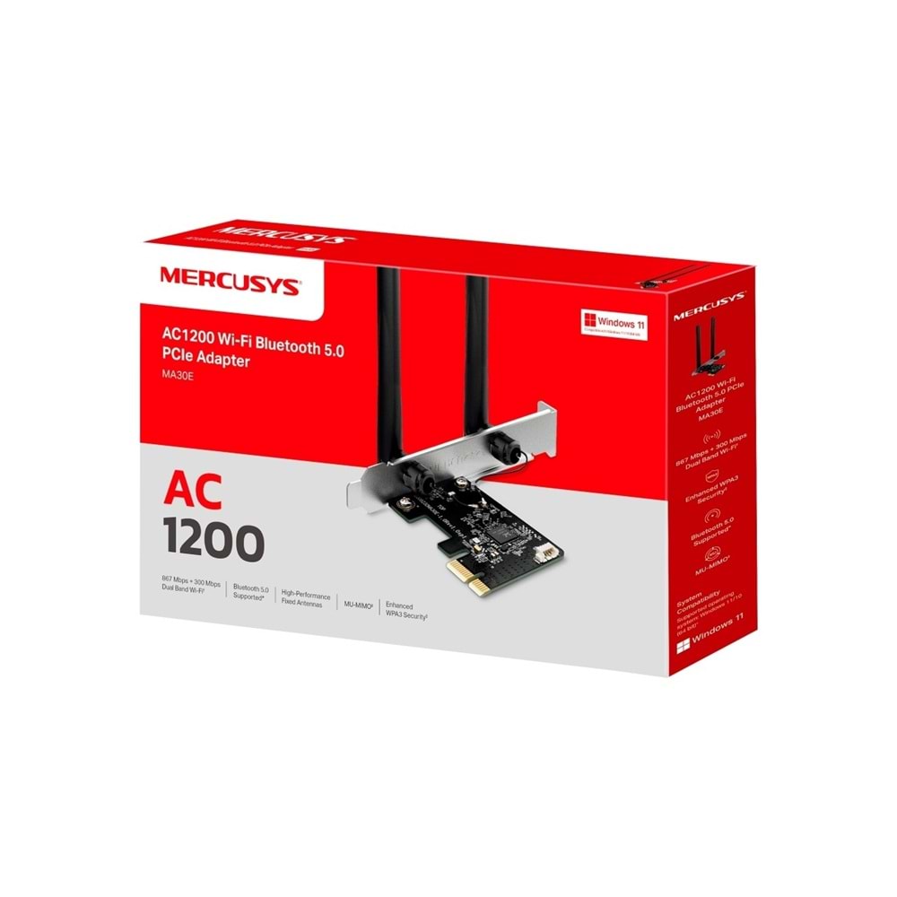 Tp-Link Mercusys MA30E AC1200 Dual Band Wi-Fi Bluetooth PCI Express Adaptör
