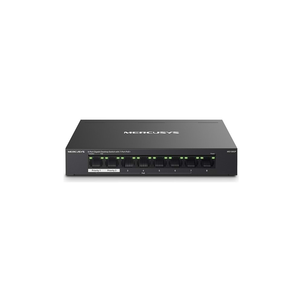 Tp-Link Mercusys MS108GP 7-Port PoE+ with 8-Port Gigabit Masaüstü Switch (65W)