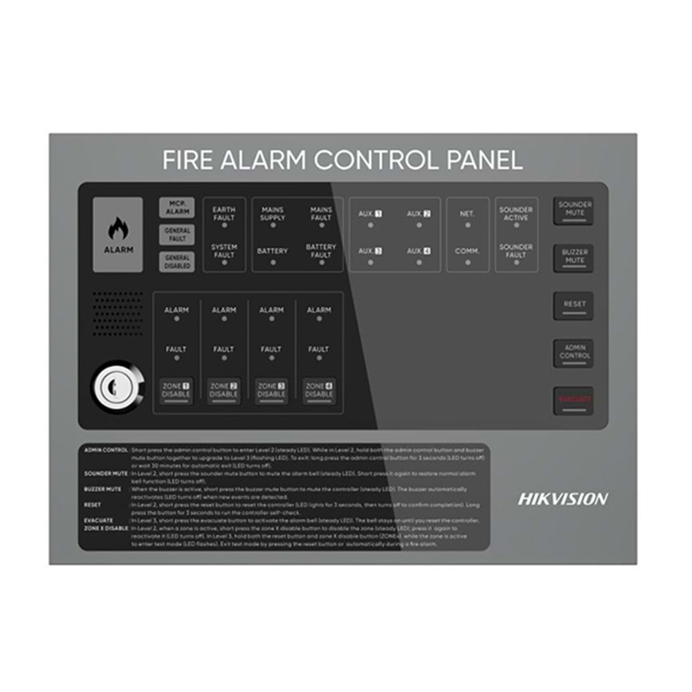 Hikvision HF-C104 4 Zone EN54 Konvansiyonel Yangın Alarm Paneli