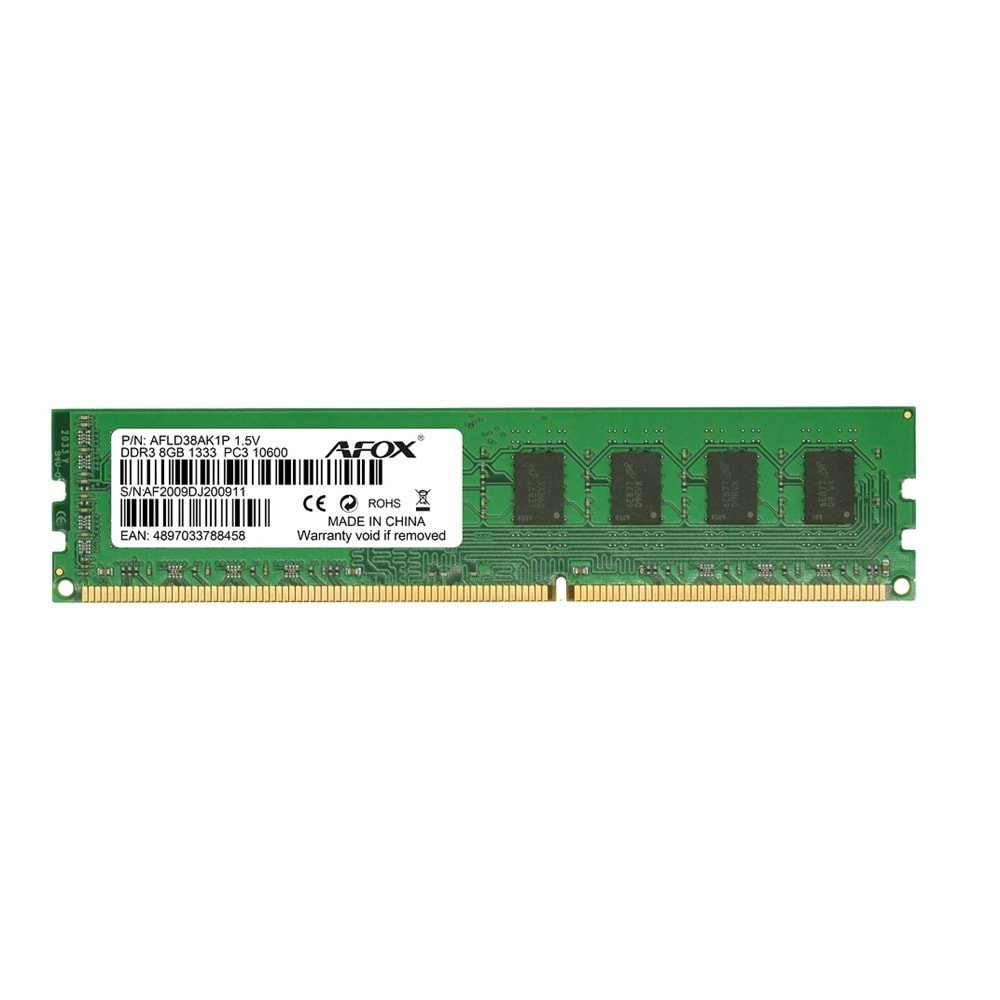 Afox 8GB 1333Mhz DDR 3 KIT Masaüstü RAM AFLD38AK1P