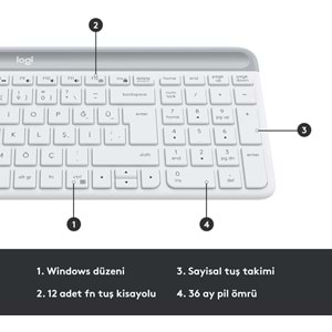 Logitech MK470 Kablosuz Beyaz Klavye & Mouse Set 920-009436