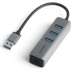 Dark DK-AC-USB332GL USB Type-A to RJ45 Gig. Ethernet ve 3xUSB 3.0 Hub Çok. Adap
