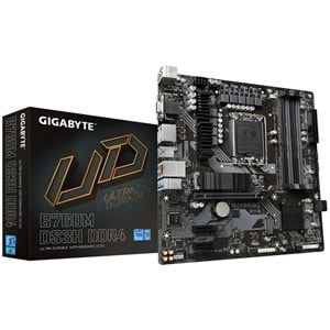 Gigabyte B760M DS3H DDR4 5133MHZ 1XVGA 1XHDMI 1XDP 1XM.2 MATX 1700P Anakartlar