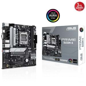 Asus Prime B650M-K DDR5 6400Mhz 1XVGA 1XHDMI 2XM.2 USB 3.2 Matx Am5 Anakart