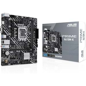 Asus PRIME H610M-K ARGB DDR5 5600MHZ 1XVGA 1XHDMI 1XM.2 USB 3.2 MATX 1700P (13. VE 12.Nesil İşlemci Uyumlu)