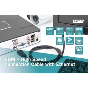 Digitus HDMI Kablo Altın Uçlu Siyah (30m)