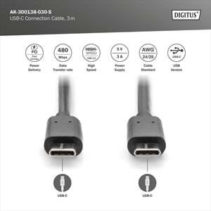 Digitus Yazıcı Kablosu Zırhlı Siyah USB 2.0 (5m)