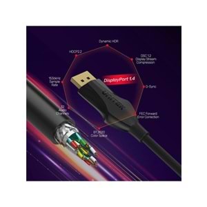 UNITEK DisplayPort 1.4 Kablosu 2 Metre – 8K@60Hz – C1624BK-2M