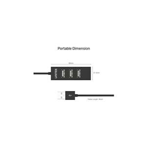 UNITEK Type-A to 4 Port USB 2.0 Hub – 80 cm Kablo – Y-2140
