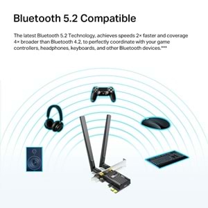TP-Link ARCHER TX20E AX1800 WI-FI 6 Bluetooth 5.2 PCIE Adaptör