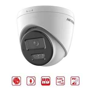Hikvision DS-2CD1T47G2H-LIUF/SL (Dahili Mik) 4MP 2.8mm ColorVu 50mt -Sesli Alarm