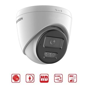 Hikvision DS-2CD1T47G2H-LIUF/SL (Dahili Mik) 4MP 2.8mm ColorVu 50mt -Sesli Alarm