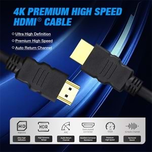 Sensei S-LN19050 19+1 4K 2.0V 60Hz Altın Uçlu HDMI Kablo (5m)