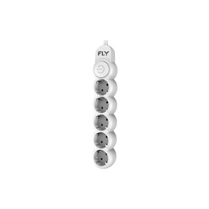 FLY 3394-01 5 Soket Akım Korumalı Priz 2.1A Anahtarlı 2Mt Kablo (Beyaz)