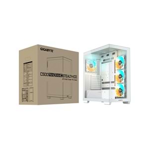 Gigabyte GB-C500PI-ST Panoramic Stealth Ice Mid Tower PC Case Beyaz Tempered Glass 4x ARGB Fan
