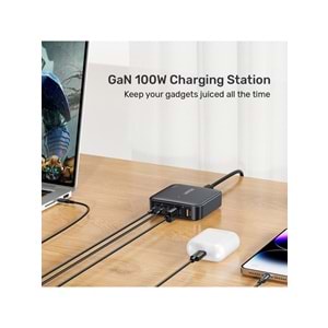 Unitek 100W Masaüstü GAN Şarj İstasyonu Siyah (P1229ABK)